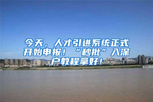 今天，人才引进系统正式开始申报！“秒批”入深户教程拿好！