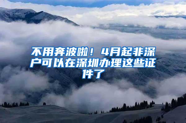 不用奔波啦！4月起非深户可以在深圳办理这些证件了