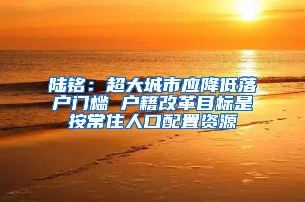 陆铭：超大城市应降低落户门槛 户籍改革目标是按常住人口配置资源