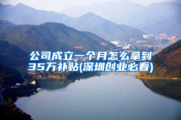 公司成立一个月怎么拿到35万补贴(深圳创业必看)