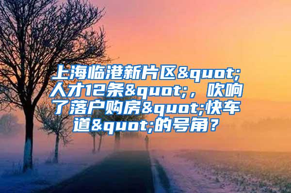 上海临港新片区"人才12条"，吹响了落户购房"快车道"的号角？