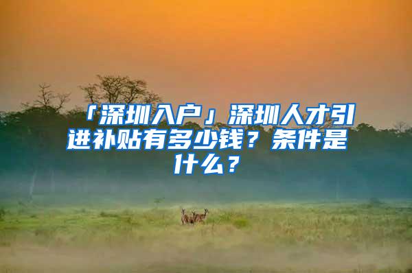 「深圳入户」深圳人才引进补贴有多少钱？条件是什么？
