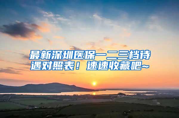 最新深圳医保一二三档待遇对照表！速速收藏吧~