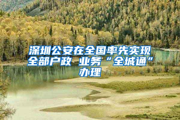 深圳公安在全国率先实现全部户政 业务“全城通”办理