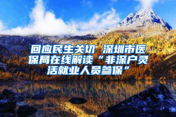 回应民生关切 深圳市医保局在线解读“非深户灵活就业人员参保”