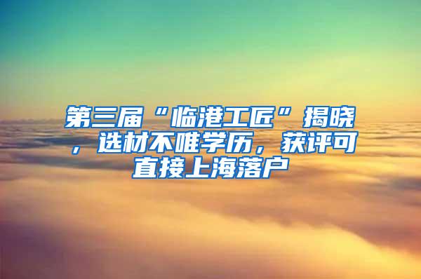 第三届“临港工匠”揭晓，选材不唯学历，获评可直接上海落户