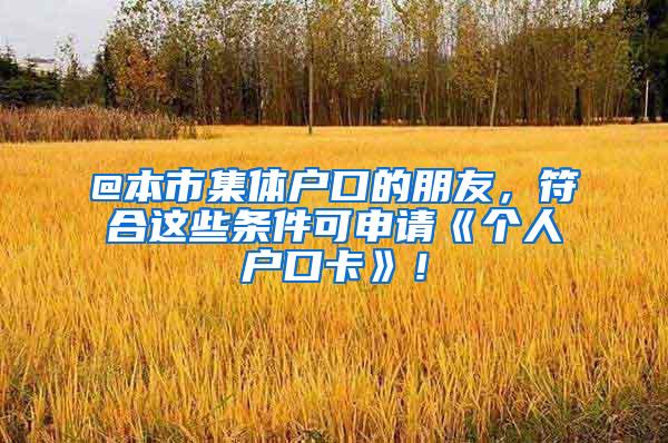 @本市集体户口的朋友，符合这些条件可申请《个人户口卡》！