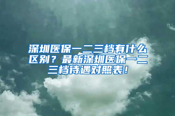 深圳医保一二三档有什么区别？最新深圳医保一二三档待遇对照表！
