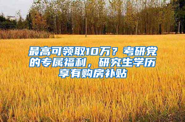 最高可领取10万？考研党的专属福利，研究生学历享有购房补贴
