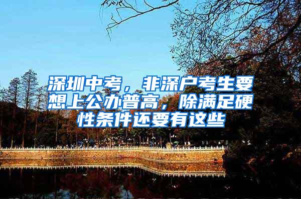 深圳中考，非深户考生要想上公办普高，除满足硬性条件还要有这些