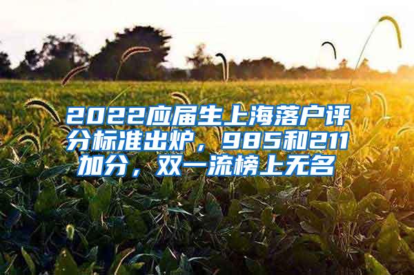 2022应届生上海落户评分标准出炉，985和211加分，双一流榜上无名