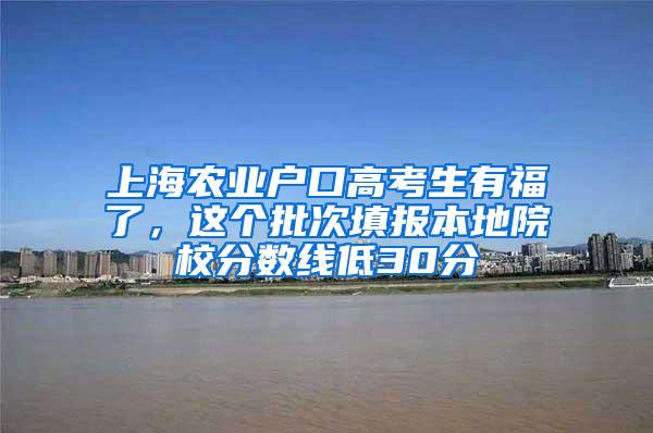 上海农业户口高考生有福了，这个批次填报本地院校分数线低30分