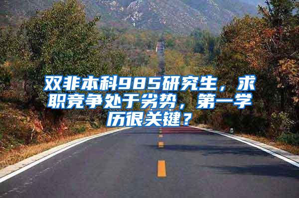 双非本科985研究生，求职竞争处于劣势，第一学历很关键？