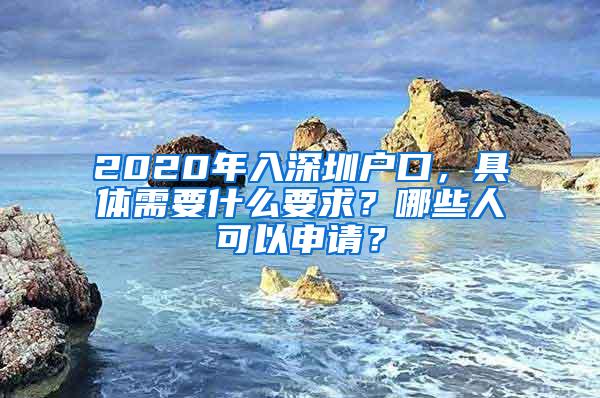 2020年入深圳户口，具体需要什么要求？哪些人可以申请？