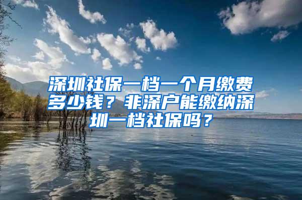 深圳社保一档一个月缴费多少钱？非深户能缴纳深圳一档社保吗？