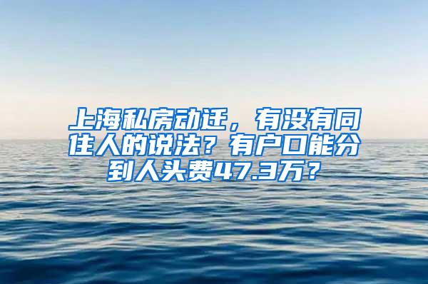 上海私房动迁，有没有同住人的说法？有户口能分到人头费47.3万？