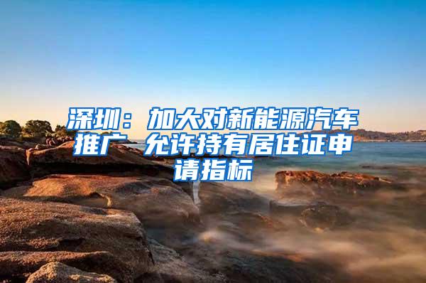 深圳：加大对新能源汽车推广 允许持有居住证申请指标