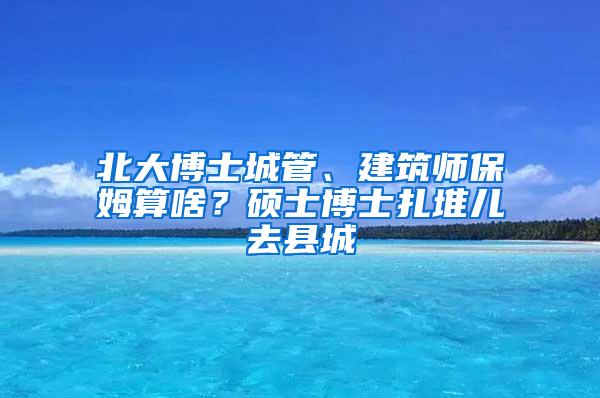 北大博士城管、建筑师保姆算啥？硕士博士扎堆儿去县城
