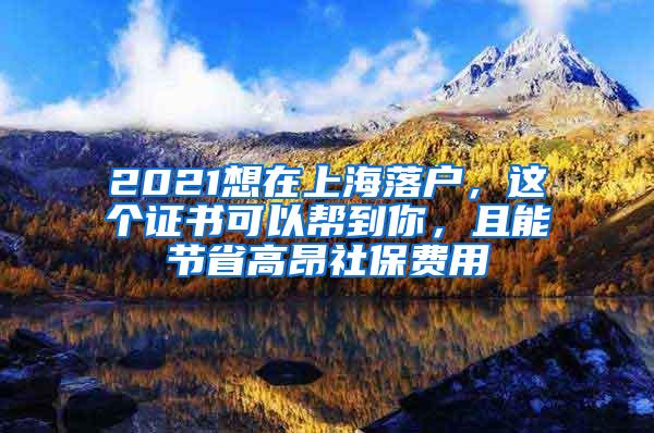 2021想在上海落户，这个证书可以帮到你，且能节省高昂社保费用