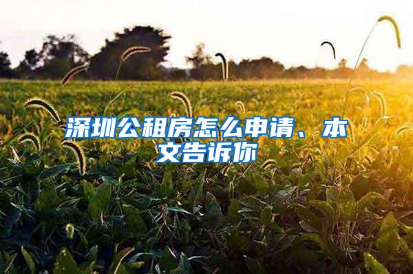 深圳公租房怎么申请、本文告诉你
