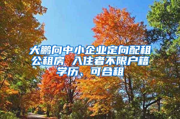 大鹏向中小企业定向配租公租房 入住者不限户籍学历、可合租