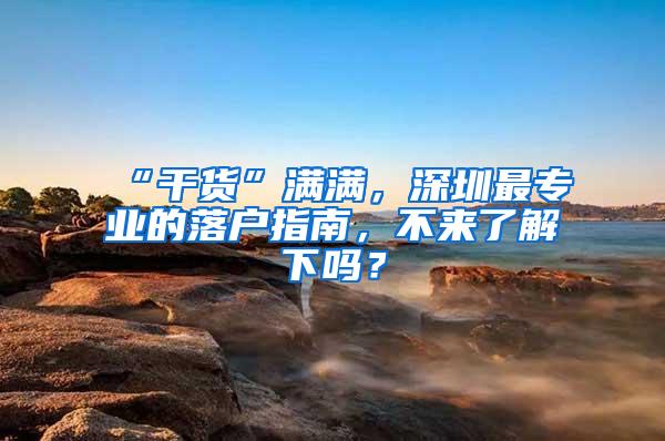 “干货”满满，深圳最专业的落户指南，不来了解下吗？