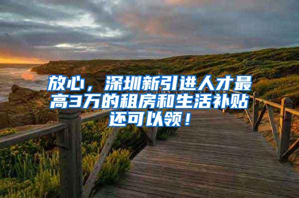 放心，深圳新引进人才最高3万的租房和生活补贴还可以领！