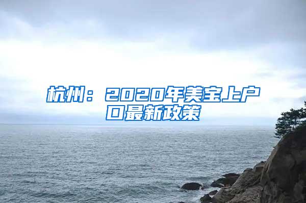 杭州：2020年美宝上户口最新政策