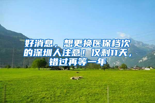 好消息，想更换医保档次的深圳人注意！仅剩11天，错过再等一年