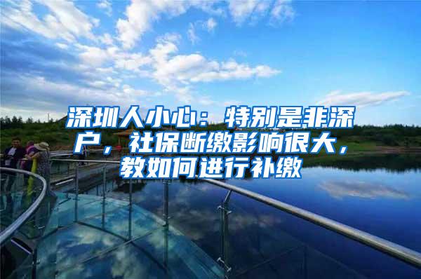 深圳人小心：特别是非深户，社保断缴影响很大，教如何进行补缴
