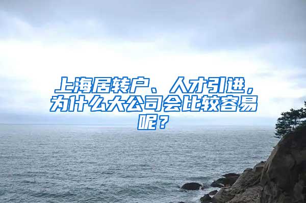 上海居转户、人才引进，为什么大公司会比较容易呢？