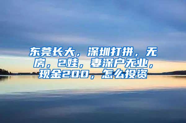 东莞长大，深圳打拼，无房，2娃，妻深户无业，现金200，怎么投资