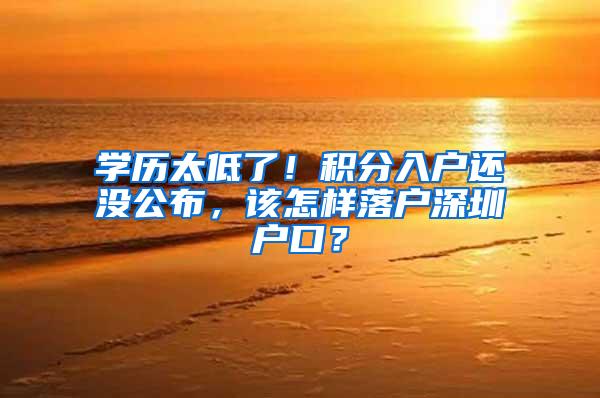 学历太低了！积分入户还没公布，该怎样落户深圳户口？