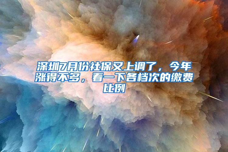 深圳7月份社保又上调了，今年涨得不多，看一下各档次的缴费比例