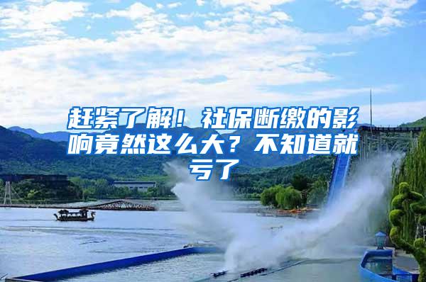赶紧了解！社保断缴的影响竟然这么大？不知道就亏了