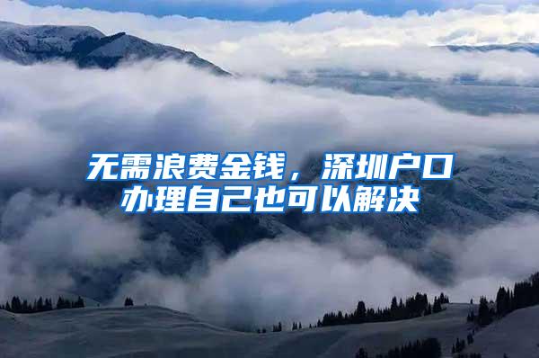 无需浪费金钱，深圳户口办理自己也可以解决