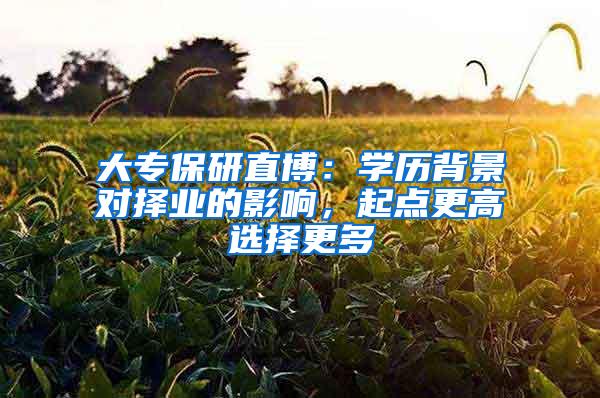 大专保研直博：学历背景对择业的影响，起点更高选择更多
