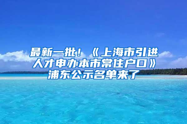 最新一批！《上海市引进人才申办本市常住户口》浦东公示名单来了