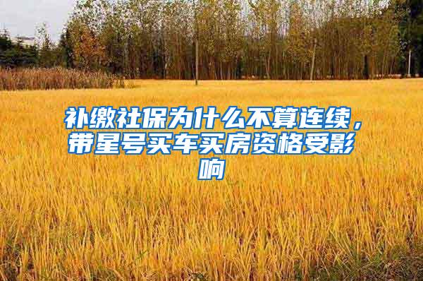 补缴社保为什么不算连续，带星号买车买房资格受影响