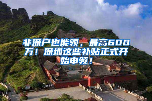 非深户也能领，最高600万！深圳这些补贴正式开始申领！