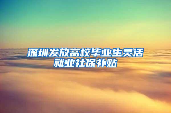 深圳发放高校毕业生灵活就业社保补贴