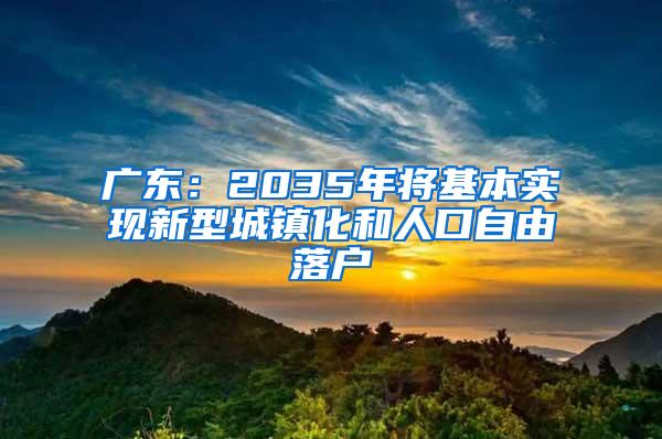 广东：2035年将基本实现新型城镇化和人口自由落户