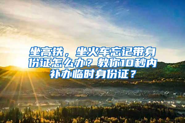 坐高铁，坐火车忘记带身份证怎么办？教你10秒内补办临时身份证？