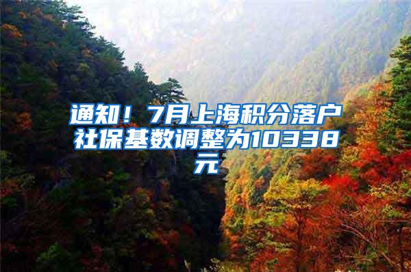 通知！7月上海积分落户社保基数调整为10338元
