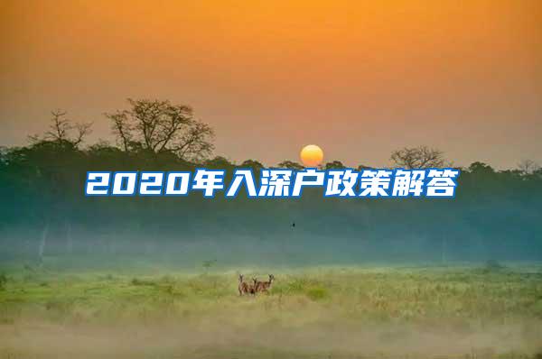 2020年入深户政策解答