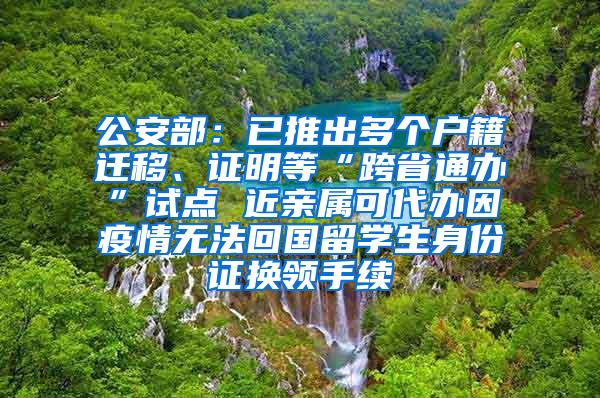 公安部：已推出多个户籍迁移、证明等“跨省通办”试点 近亲属可代办因疫情无法回国留学生身份证换领手续