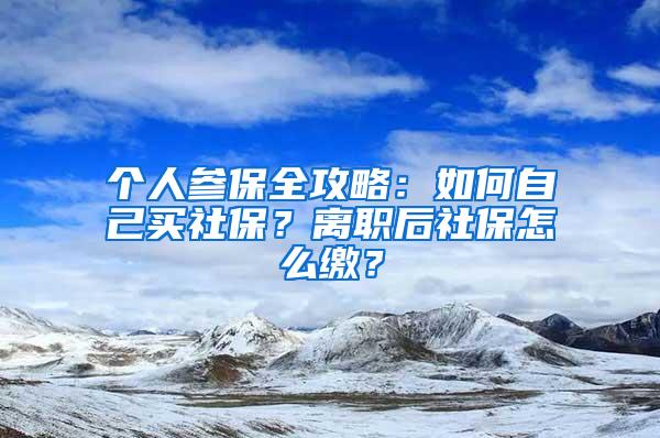 个人参保全攻略：如何自己买社保？离职后社保怎么缴？