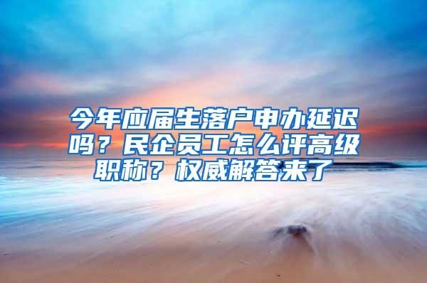 今年应届生落户申办延迟吗？民企员工怎么评高级职称？权威解答来了