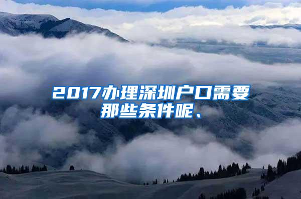 2017办理深圳户口需要那些条件呢、