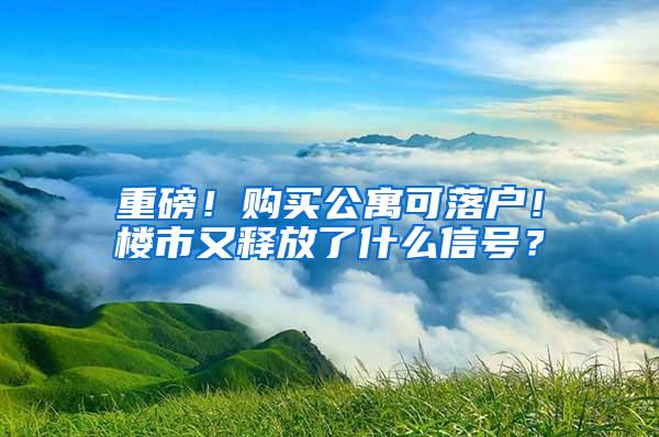 重磅！购买公寓可落户！楼市又释放了什么信号？